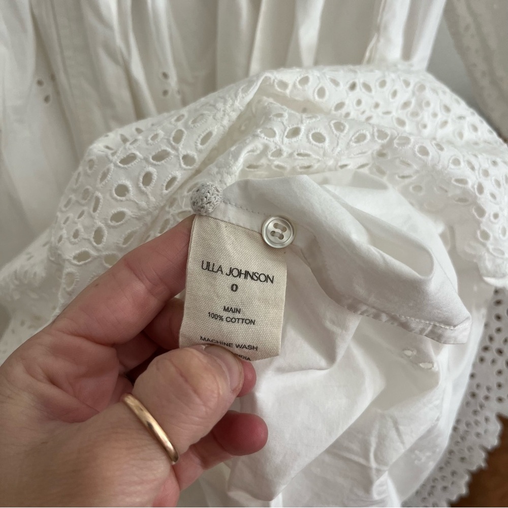 ULLA JOHNSON Adette tie-detailed broderie anglaise eyelet cotton midi dress - Picture 9 of 13